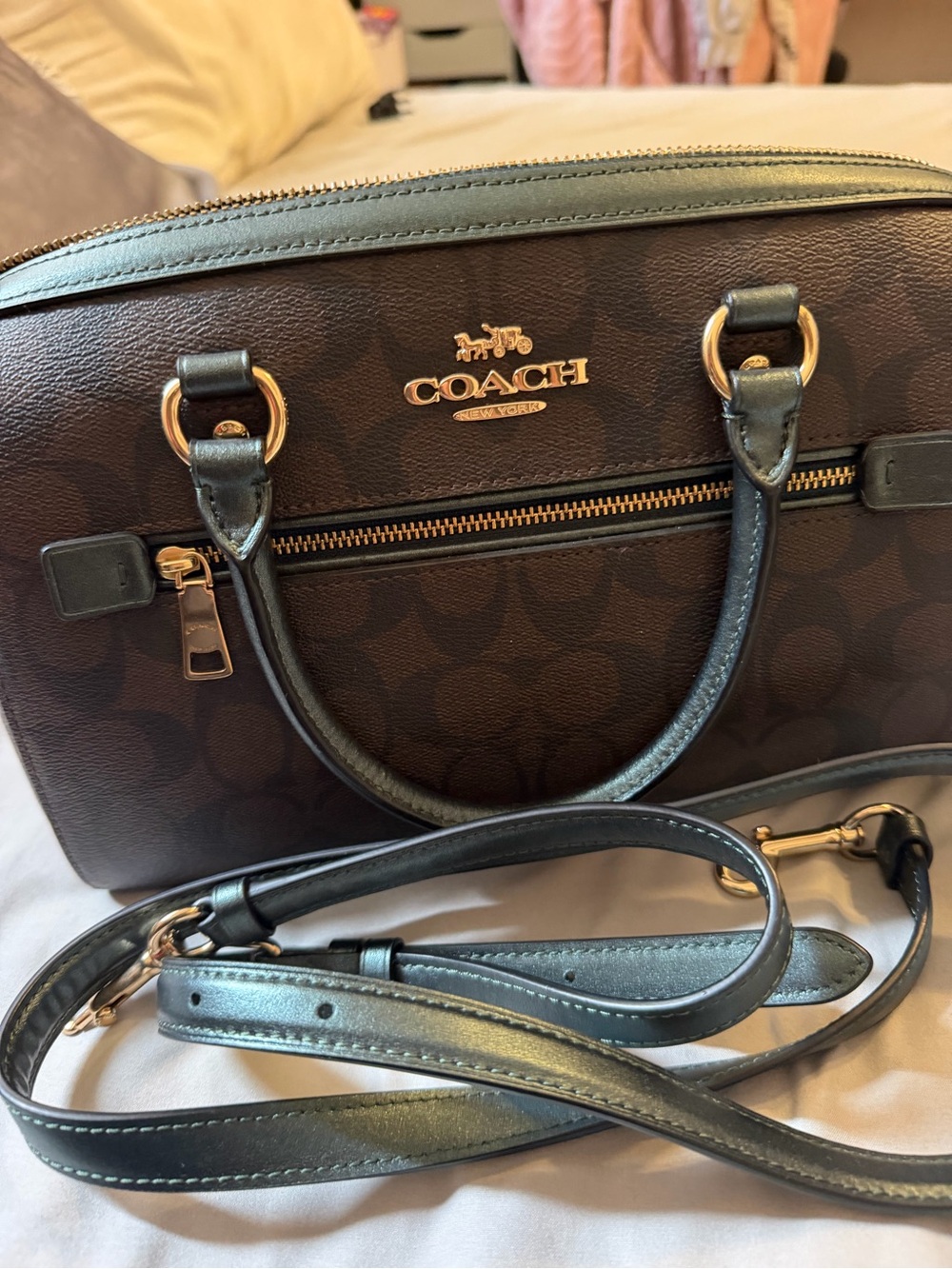 Coach Rowan Satchel 83607 Signature Canvas
